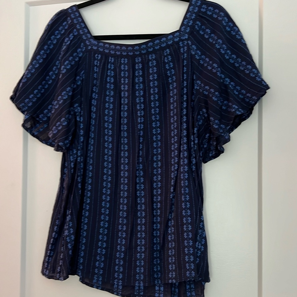 Banana Republic Floral Jacquard Square-Neck Blouse